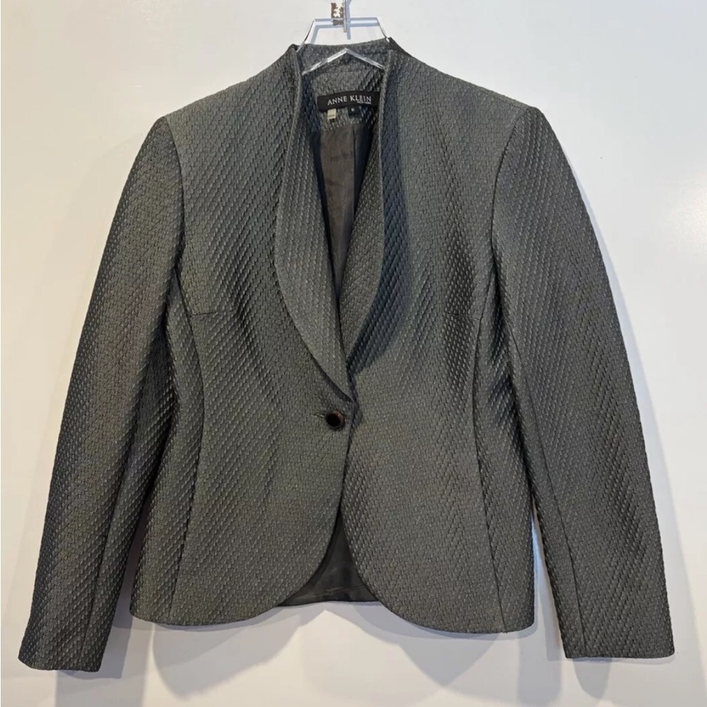 Anne Klein Gray Textured Blazer Jacket Career Womens Size 6